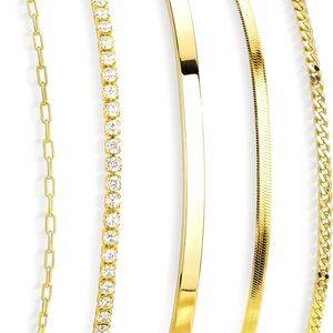 Gold Bracelets Set for Women Stack, Dainty Thick Bracelets Stack for Women Trend